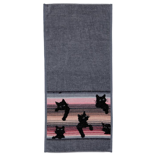 Elongated Guest Towel – Black Kitty