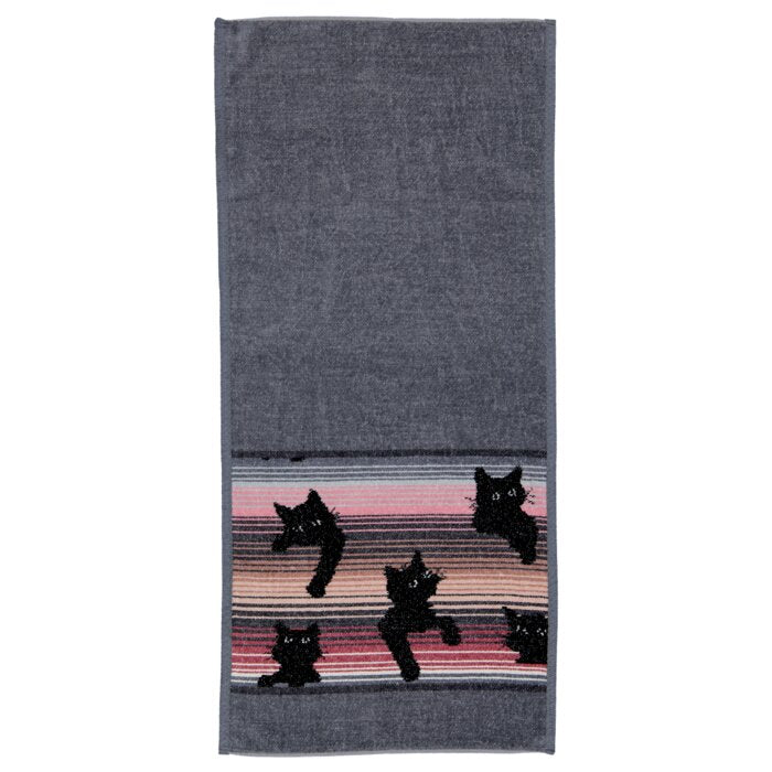 Elongated Guest Towel – Black Kitty