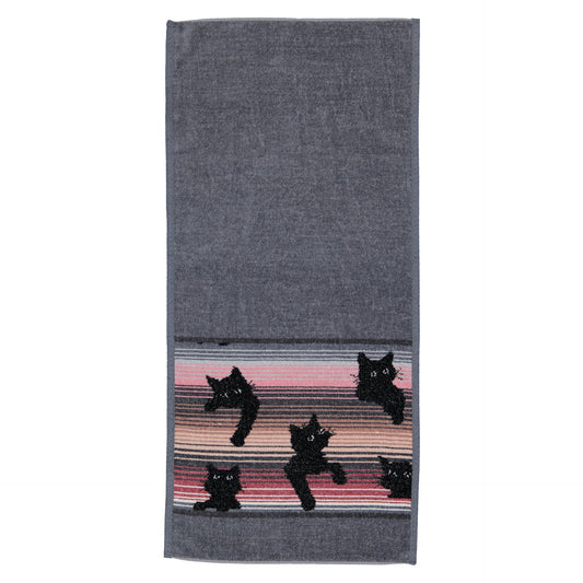 Elongated Guest Towel – Black Kitty